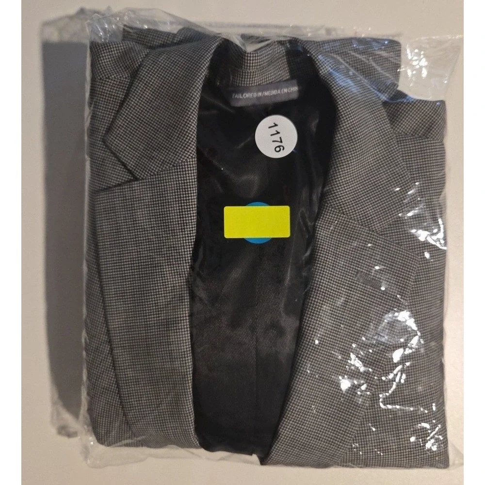 Perry Ellis‎ Portfolio Grey Black Micro Houndstooth Two Button Blazer, Men's 42R